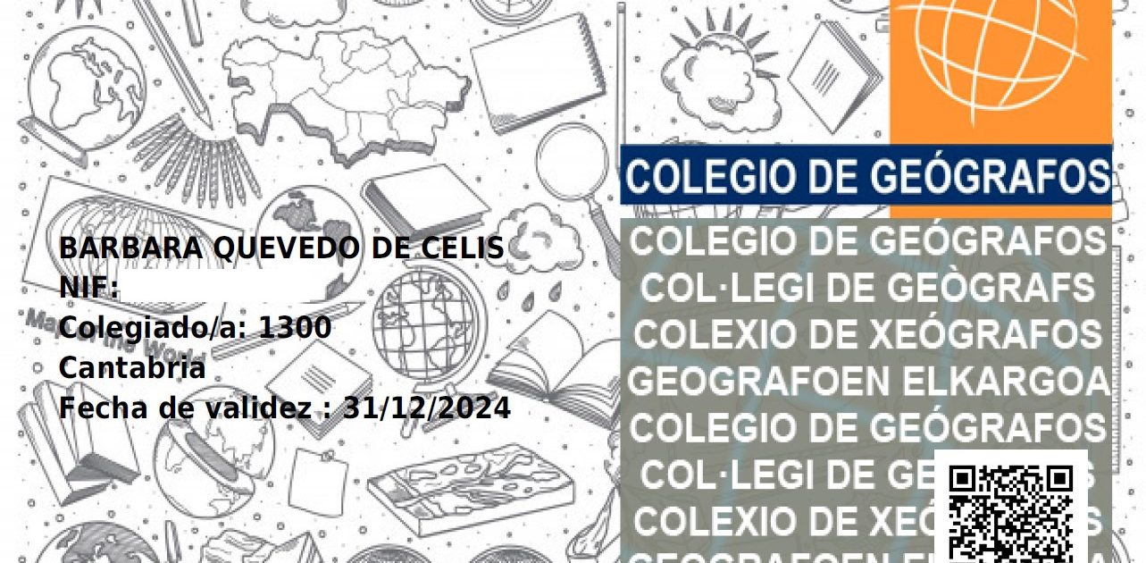 Colegio Oficial de Geógrafos y Geógrafas Carnet Colegial Colegio Oficial de Geógrafos y Geógrafas Carnet Colegial