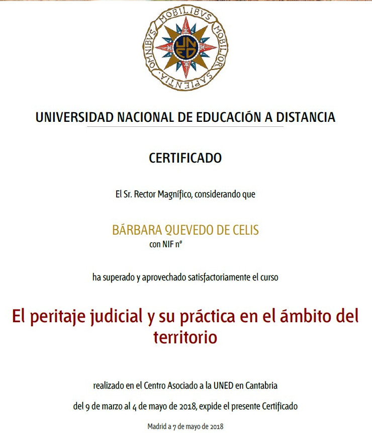Curso UNED peritaje judicial y su práctica en el ámbito del territorio Curso UNED peritaje judicial y su práctica en el ámbito del territorio