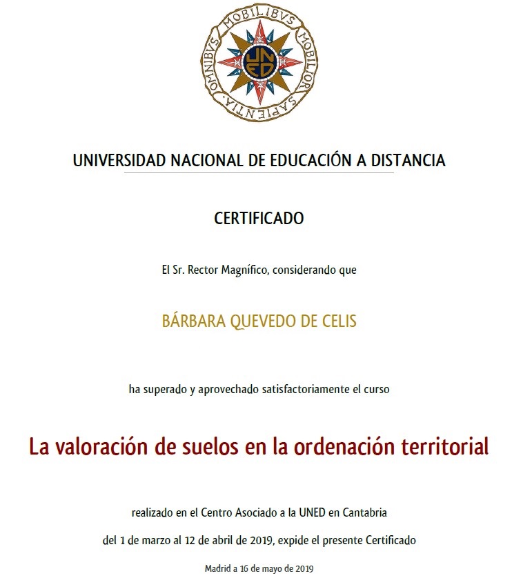 UNED CERTIF Curso La valoración de suelos en la OT UNED CERTIF Curso La valoración de suelos en la Ordenación del Territorio