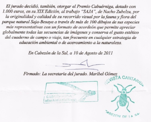 premio cabuerniga fallo del Jurado firma Premio cabuérniga 2011 Mención de Honor Fallo del Jurado